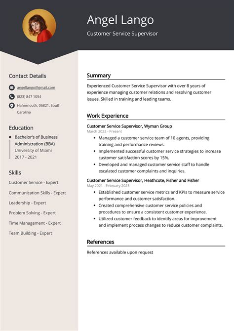supervisor resume|customer service supervisor resume.